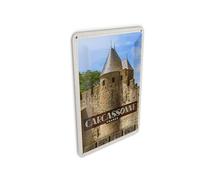 Femer Carcassonne Franca Carte postale en tôle Motif voyage 10 x 14 cm