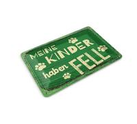 Femer Carte postale en tôle - 10 x 14 cm - Avec inscription « Meine Kinder haben Fell »