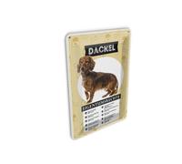 Femer Carte postale en tôle - 10 x 14 cm - Dackel - Droits de propriété - Plaque décorative