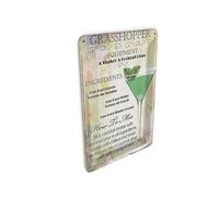 Femer Carte postale en tôle avec alcool 10 x 14 cm Grasshopper ingredients Panneau décoratif
