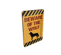 Femer Carte postale en tôle avec inscription « Be aware Wolf » - 10 x 14 cm