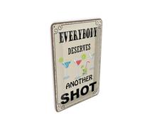 Femer Carte postale en tôle avec inscription « Everybody deserves another shot » - 10 x 14 cm