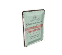 Femer Carte postale en tôle avec inscription « Gestern war hier noch aufgeräumt und geputzt » - 10 x 14 cm