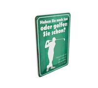 Femer Carte postale en tôle avec inscription « Haben Sie noch Sex oder Golfen » - 10 x 14 cm