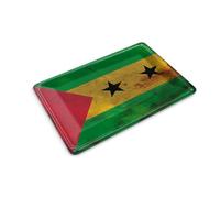 Femer Carte postale en tôle - Drapeau de São Tomé et Príncipe - 14 x 10 cm - Plaque décorative