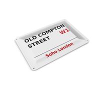 Femer Carte postale en tôle Londres 14 x 10 cm Soho Old Compton Street W1 Plaque décorative