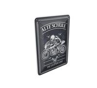 Femer Carte postale en tôle Motif moto 10 x 14 cm Old School La légende Vie Plaque décorative