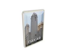 Femer Carte postale en tôle Motif voyage 10 x 14 cm Dakar Sénégal Cathédrale Panneau décoratif