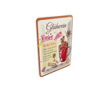 Femer Carte postale en tôle - Recette du vin chaud - 10 x 14 cm - Panneau décoratif