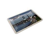 Femer Carte postale en tôle - Villes de Düsseldorf - Promenade du Rhénanie - 14 x 10 cm - Plaque décorative