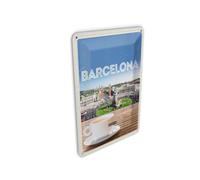 Femer Carte postale en tôle - Voyage - 10 x 14 cm - Barcelone - Espagne - Panorama - Plaque de café