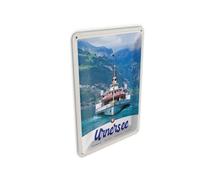 Femer Carte postale en tôle - Voyage - 10 x 14 cm - Lac d'Urner - Suisse - Europe - Navire - Montagne