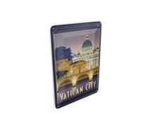 Femer Carte postale en tôle - Voyage - 10 x 14 cm - Pont du Vatican - Dôme - Plaque décorative