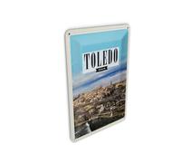 Femer Carte postale en tôle - Voyage - 10 x 14 cm - Toledo Espagne - Panorama - Ville - Plaque de vacances