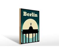 Femer Plaque décorative en bois - 30 x 40 cm - Motif porte de Brandebourg de Berlin
