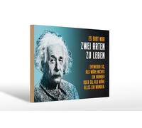 Femer Plaque décorative en bois avec citation 20 x 30 cm Einstein Bleu Deux façons de vivre