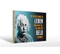Femer Plaque décorative en bois avec citation 20 x 30 cm Einstein bleu les meilleures choses dans la vie