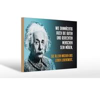 Femer Plaque décorative en bois avec citation 20 x 30 cm Einstein bleu pour personnes bonnes et justes