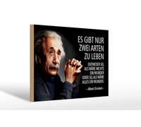 Femer Plaque décorative en bois avec citation 20 x 30 cm Einstein deux façons de vivre