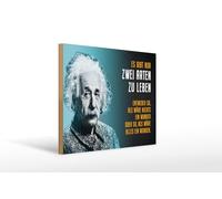 Femer Plaque décorative en bois avec citation 30 x 40 cm Einstein Bleu Deux façons de vivre