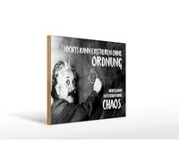 Femer Plaque décorative en bois avec citation 30 x 40 cm Einstein Ordre et chaos