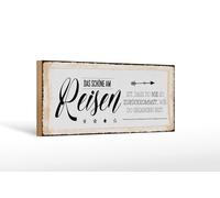 Femer Plaque décorative en bois avec inscription en allemand « Das schöne am Reisen ist »