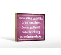 Femer Plaque décorative en bois avec inscription en allemand « Du bist einzigartig kostbar wichtig » - 12 x 18 cm