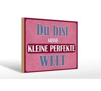 Femer Plaque décorative en bois avec inscription en allemand « Du bist meine kleine perfekte Welt » - 20 x 30 cm