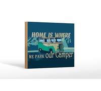 Femer Plaque décorative en bois avec inscription en allemand « home is where we park our Camper » - 12 x 18 cm