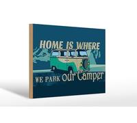 Femer Plaque décorative en bois avec inscription en allemand « home is where we park our Camper » - 20 x 30 cm