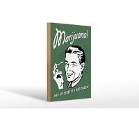 Femer Plaque décorative en bois avec inscription en allemand « Marijuana Hey at least its not crack » - 20 x 30 cm