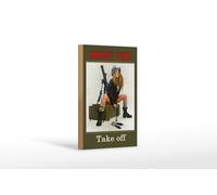 Femer Plaque décorative en bois avec inscription en allemand « Ready for Take off Frau auf Kiste » - 12 x 18 cm