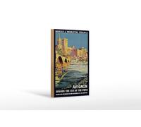Femer Plaque décorative en bois de voyage 12 x 18 cm Avignon The City of the popes