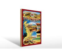 Femer Plaque décorative en bois de voyage 30 x 40 cm Angleterre et Ecosse East Coast Route