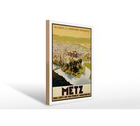 Femer Plaque décorative en bois de voyage 30 x 40 cm Metz Alsace and Lorraine Railways