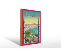 Femer Plaque décorative en bois de voyage 30 x 40 cm Mosquée du Bosphore d'Istanbul