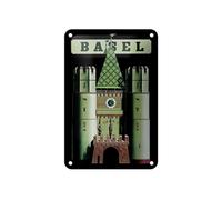 Femer Plaque décorative en tôle - 12 x 18 cm - Motif : porte de ville - Bâle Suisse