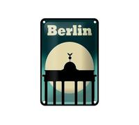 Femer Plaque décorative en tôle - 12 x 18 cm - Porte de Brandebourg de Berlin la nuit
