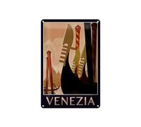 Femer Plaque décorative en tôle - 20 x 30 cm - Venezia Italie - Gondolier