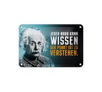 Femer Plaque décorative en tôle avec citation 12 x 18 cm Einstein bleu Le point est à comprendre