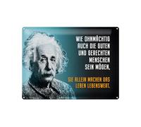 Femer Plaque décorative en tôle avec citation 30 x 40 cm Einstein bleu pour personnes bonnes et justes
