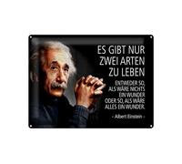 Femer Plaque décorative en tôle avec citation 30 x 40 cm Einstein Deux façons de vivre
