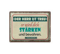 Femer Plaque décorative en tôle avec inscription en allemand « Der Herr ist Treu er wird sich stärken »