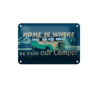 Femer Plaque décorative en tôle avec inscription en allemand « home is where we park our Camper » - 12 x 18 cm