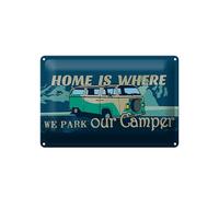 Femer Plaque décorative en tôle avec inscription en allemand « home is where we park our Camper » - 20 x 30 cm