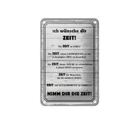 Femer Plaque décorative en tôle avec inscription en allemand « Ich wünsche dir Zeit » - 12 x 18 cm