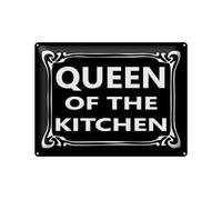 Femer Plaque décorative en tôle avec inscription en allemand « Queen of the kitchen » - Noir - 30 x 40 cm
