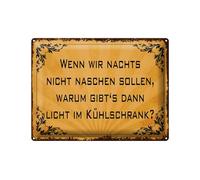 Femer Plaque décorative en tôle avec inscription en allemand « Warum gibts dann Licht im Kühlschrank » - 30 x 40 cm