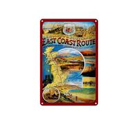 Femer Plaque décorative en tôle avec inscription « Reise » - 20 x 30 cm - Angleterre et Ecosse East Coast Route