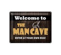 Femer Plaque décorative en tôle avec inscription « Welcome to the man cave » - 30 x 40 cm